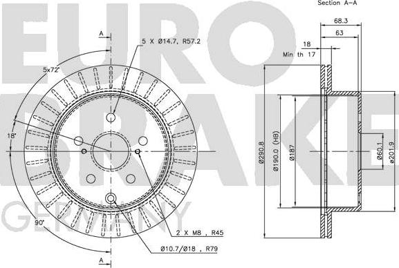 Eurobrake 5815204546 - Brake Disc autospares.lv