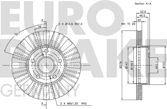 Eurobrake 5815204560 - Brake Disc autospares.lv