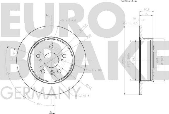 Eurobrake 58152045158 - Brake Disc autospares.lv