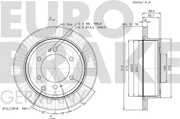 Eurobrake 58152045101 - Brake Disc autospares.lv