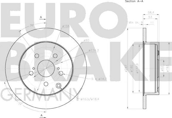 Eurobrake 58152045136 - Brake Disc autospares.lv