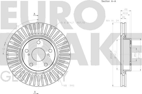 Eurobrake 58152045125 - Brake Disc autospares.lv