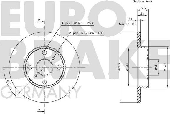 Eurobrake 5815204512 - Brake Disc autospares.lv