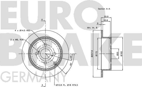 Eurobrake 5815204584 - Brake Disc autospares.lv