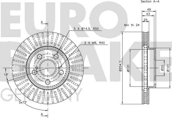 Eurobrake 5815204539 - Brake Disc autospares.lv