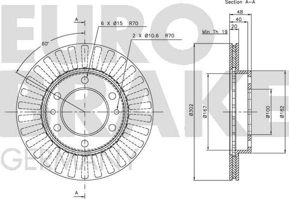 Eurobrake 5815204522 - Brake Disc autospares.lv