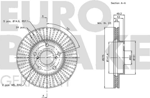 Eurobrake 5815204578 - Brake Disc autospares.lv