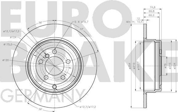 Eurobrake 5815204047 - Brake Disc autospares.lv