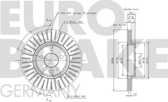 Eurobrake 5815204055 - Brake Disc autospares.lv