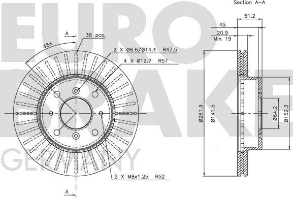 Eurobrake 5815204009 - Brake Disc autospares.lv