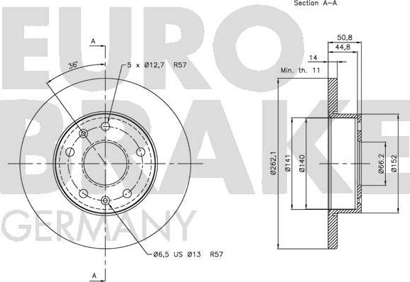 Eurobrake 5815204014 - Brake Disc autospares.lv