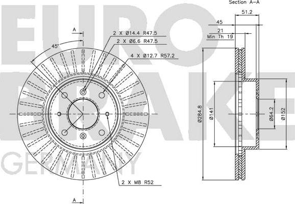 Eurobrake 5815204010 - Brake Disc autospares.lv