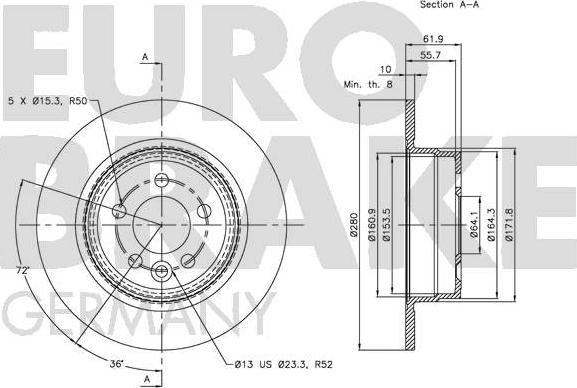 Eurobrake 5815204018 - Brake Disc autospares.lv