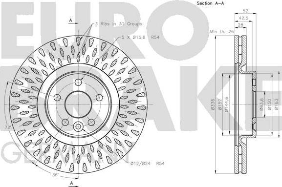 Eurobrake 5815204856 - Brake Disc autospares.lv