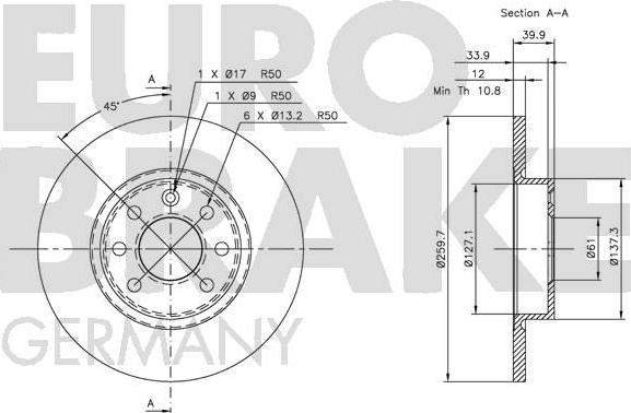 Eurobrake 5815204823 - Brake Disc autospares.lv