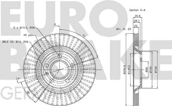 Eurobrake 58152047113 - Brake Disc autospares.lv