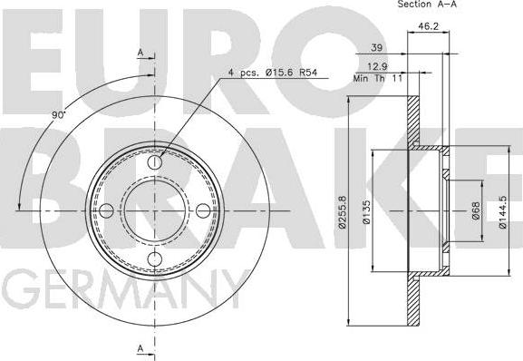 Eurobrake 5815204718 - Brake Disc autospares.lv