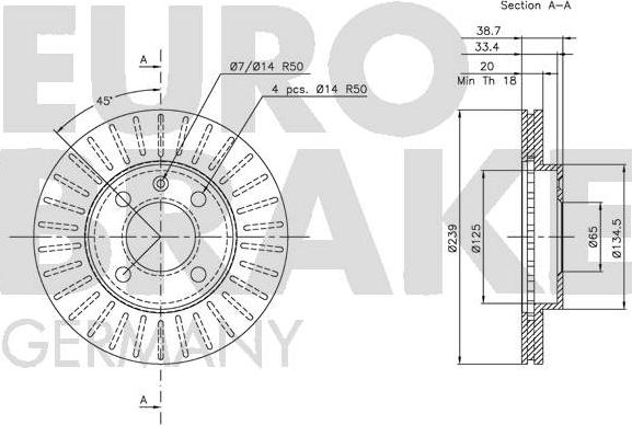 Eurobrake 5815204724 - Brake Disc autospares.lv