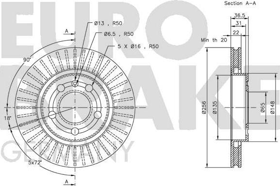 Eurobrake 5815204775 - Brake Disc autospares.lv