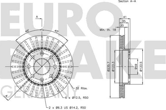 Eurobrake 5815205008 - Brake Disc autospares.lv