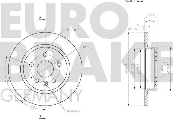 Eurobrake 5815205014 - Brake Disc autospares.lv