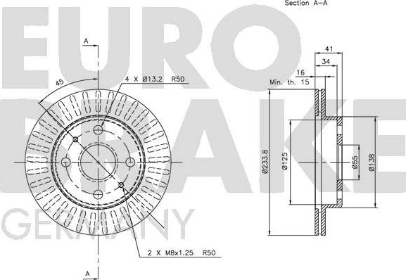 Eurobrake 5815205111 - Brake Disc autospares.lv