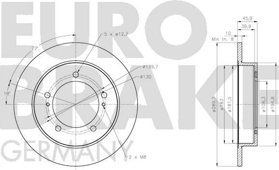 Eurobrake 5815205230 - Brake Disc autospares.lv