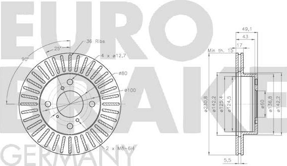 Eurobrake 5815205237 - Brake Disc autospares.lv