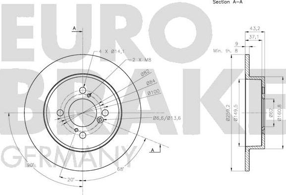 Eurobrake 5815205225 - Brake Disc autospares.lv