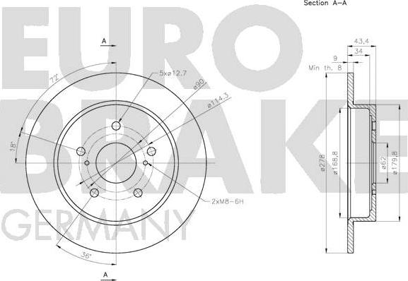 Eurobrake 5815205222 - Brake Disc autospares.lv