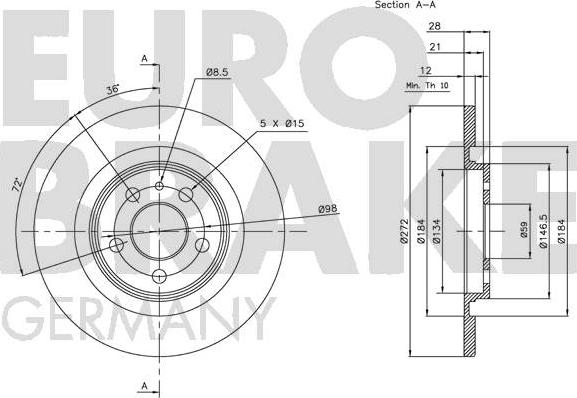 Eurobrake 5815201934 - Brake Disc autospares.lv