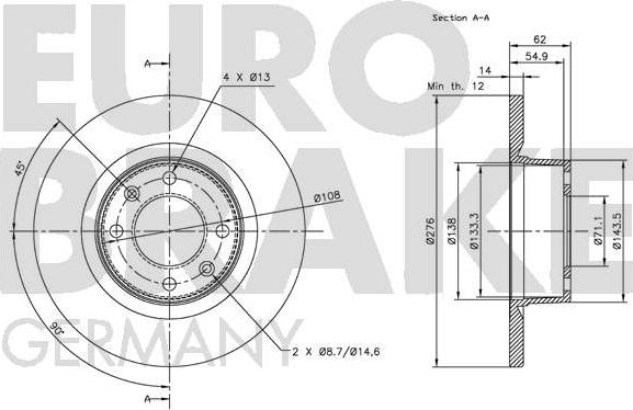 Eurobrake 5815201930 - Brake Disc autospares.lv