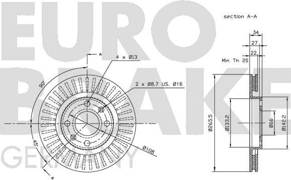 Eurobrake 5815201929 - Brake Disc autospares.lv