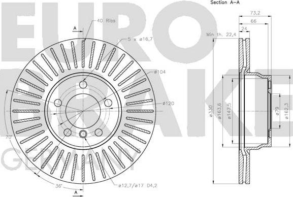 Eurobrake 5815201596 - Brake Disc autospares.lv