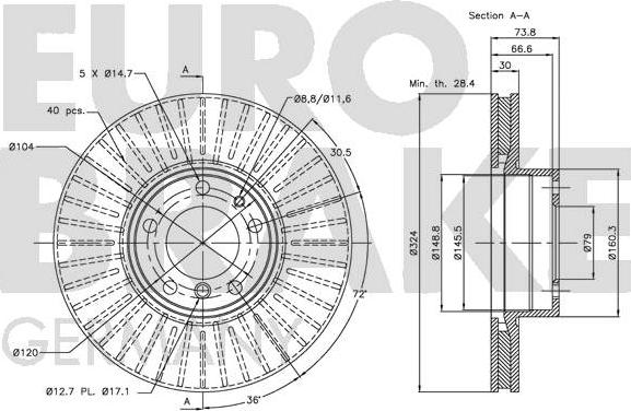 Eurobrake 5815201544 - Brake Disc autospares.lv