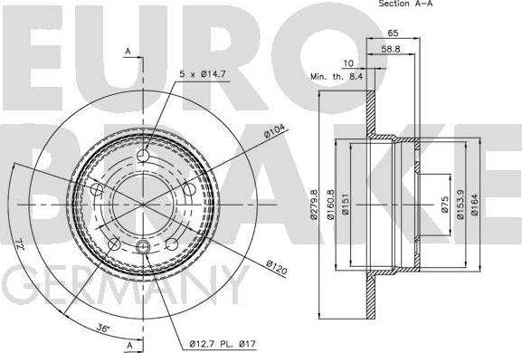 Eurobrake 5815201557 - Brake Disc autospares.lv