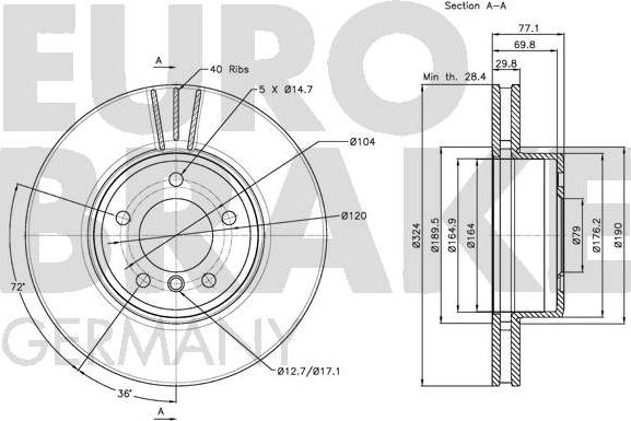 Eurobrake 5815201563 - Brake Disc autospares.lv