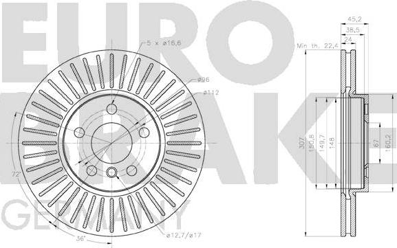 Eurobrake 58152015118 - Brake Disc autospares.lv