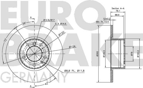 Eurobrake 5815201518 - Brake Disc autospares.lv