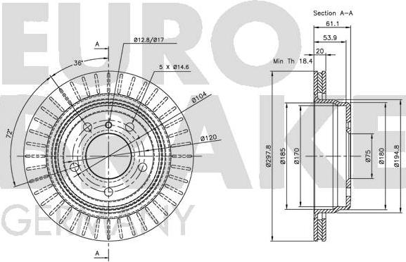 Eurobrake 5815201539 - Brake Disc autospares.lv