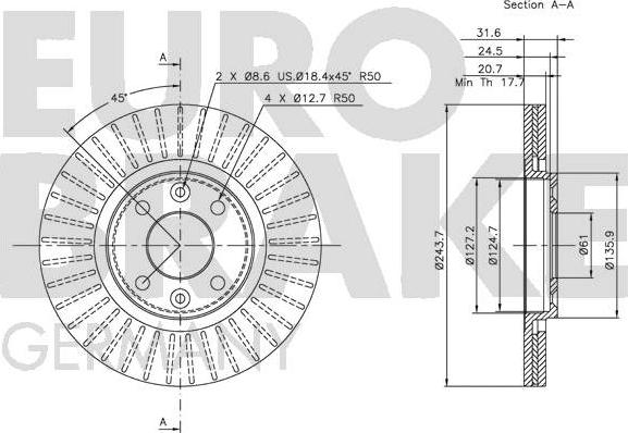 Eurobrake 5815203925 - Brake Disc autospares.lv