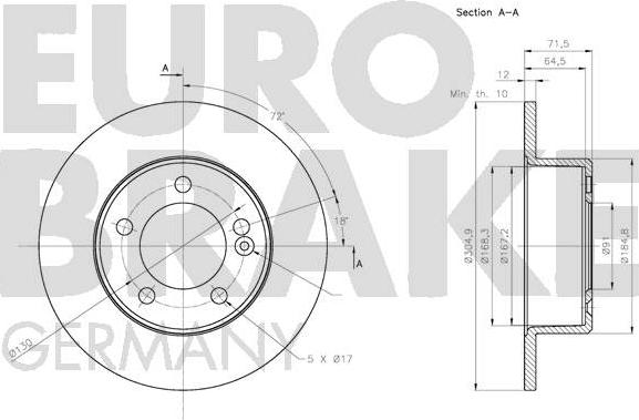 Eurobrake 5815203978 - Brake Disc autospares.lv