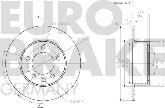 Eurobrake 5815203977 - Brake Disc autospares.lv