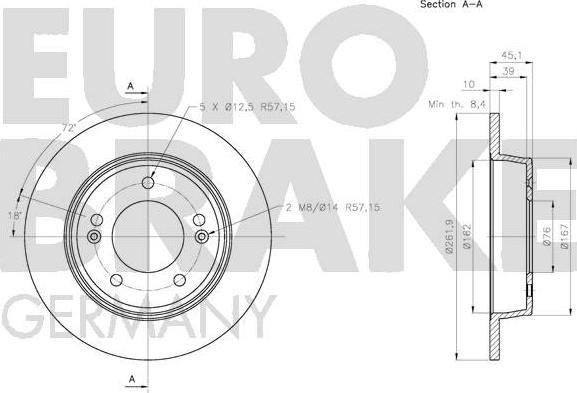 Eurobrake 5815203446 - Brake Disc autospares.lv