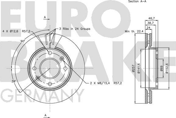 Eurobrake 5815203410 - Brake Disc autospares.lv