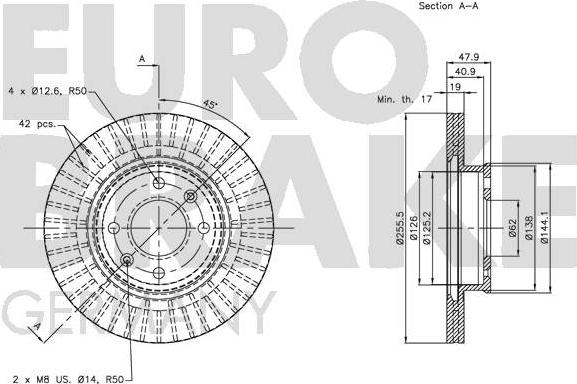 Eurobrake 5815203418 - Brake Disc autospares.lv