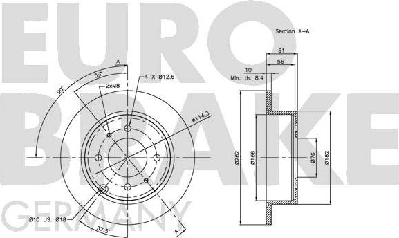 Eurobrake 5815203412 - Brake Disc autospares.lv