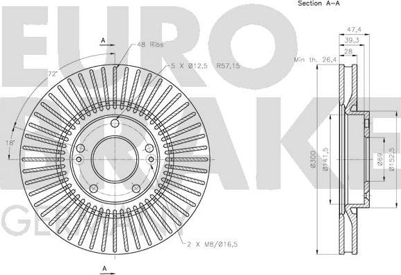 Eurobrake 5815203433 - Brake Disc autospares.lv