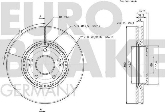 Eurobrake 5815203422 - Brake Disc autospares.lv