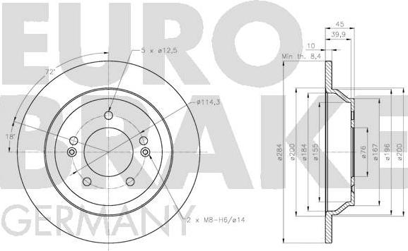 Eurobrake 5815203542 - Brake Disc autospares.lv